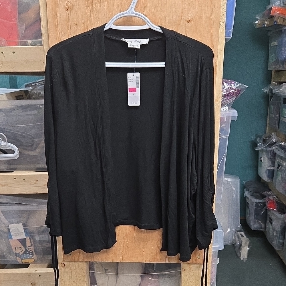Penningtons Size X Black Open Front Cardigan Sweater